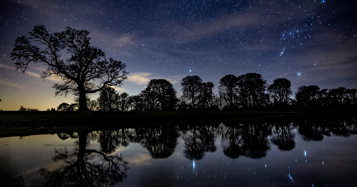 Starry skies overlooking the lake in the grounds of Raby Castle